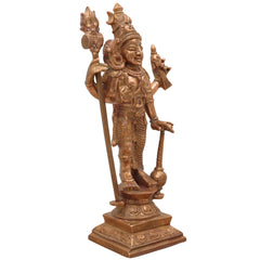 Bronze Exquisite Harihara Idol | Panchaloha / Panchadhatu Hari Hara Murti | Vishnu Shiva Sculpture | Handcrafted South Indian Temple Statue, Gold, 6.5 Inch, 1 Piece