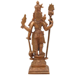 Bronze Exquisite Harihara Idol | Panchaloha / Panchadhatu Hari Hara Murti | Vishnu Shiva Sculpture | Handcrafted South Indian Temple Statue, Gold, 6.5 Inch, 1 Piece