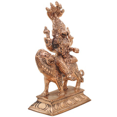 Bronze Pratyangira Devi Idol, Narasimhi Atharvana Bhadrakali Panchaloha Sculpture, Simhamukhi Ugra Kali Handcrafted Chola Art Murti, Gold, 6.5 Inch, 1 Piece