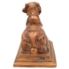 Handcrafted Bronze Nandi Bull Idol, Panchaloha Murti, Lord Shiva Vahana Sculpture, Chola Art, South India Temple Decor, Brown, 3 Inch, 1 Piece