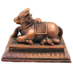 Handcrafted Bronze Nandi Idol | Panchaloha, Ashtadhatu, Shiva’s Bull, Nandikeshwara Murti, Chola Art Sculpture for Pooja & Home Decor, Brown, 3 Inch, 1 Piece