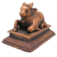 Handcrafted Bronze Nandi Idol | Panchaloha, Ashtadhatu, Shiva’s Bull, Nandikeshwara Murti, Chola Art Sculpture for Pooja & Home Decor, Brown, 3 Inch, 1 Piece