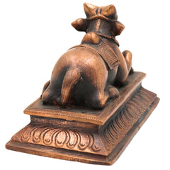 Handcrafted Bronze Nandi Idol | Panchaloha, Ashtadhatu, Shiva’s Bull, Nandikeshwara Murti, Chola Art Sculpture for Pooja & Home Decor, Brown, 3 Inch, 1 Piece