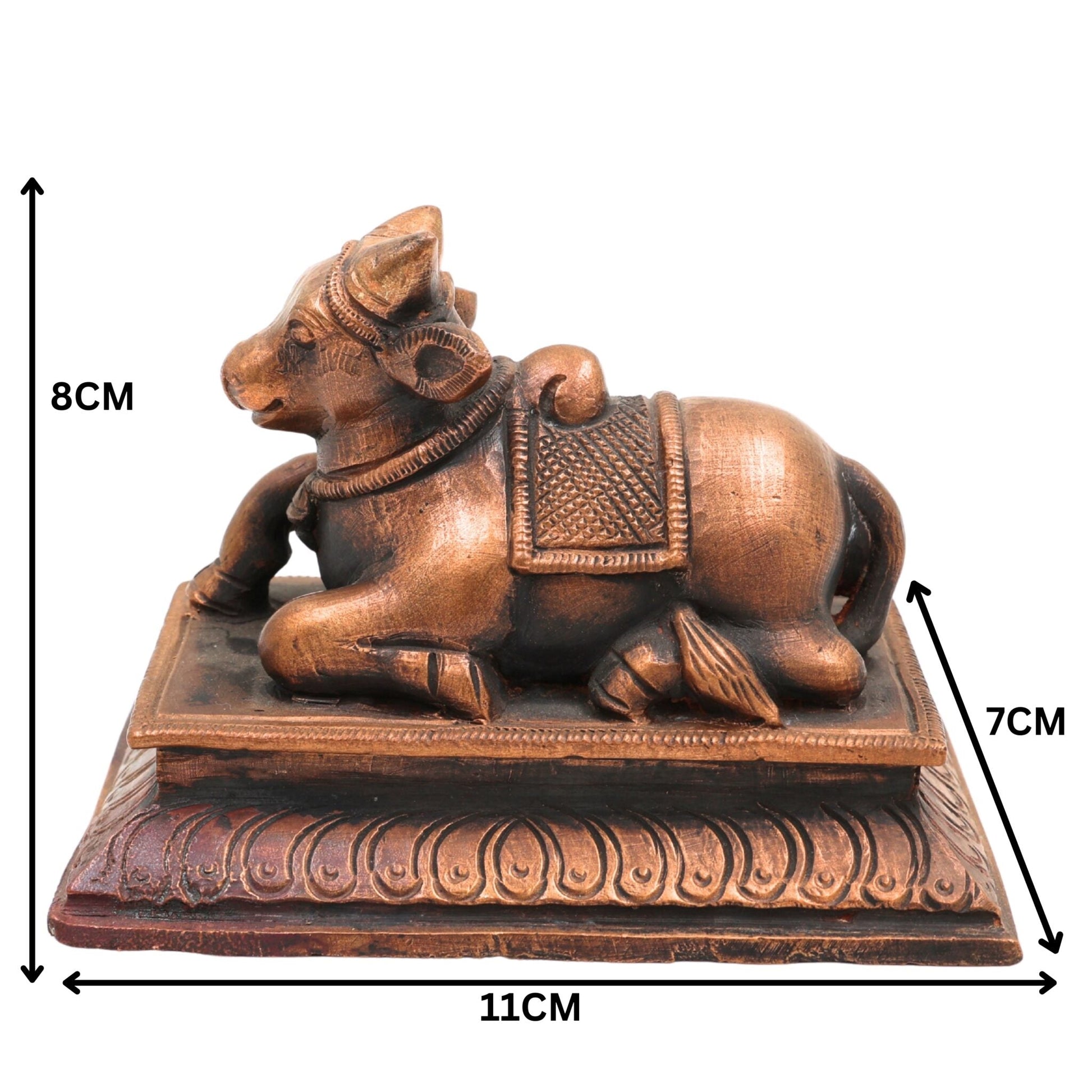 Handcrafted Bronze Nandi Idol | Panchaloha, Ashtadhatu, Shiva’s Bull, Nandikeshwara Murti, Chola Art Sculpture for Pooja & Home Decor, Brown, 3 Inch, 1 Piece