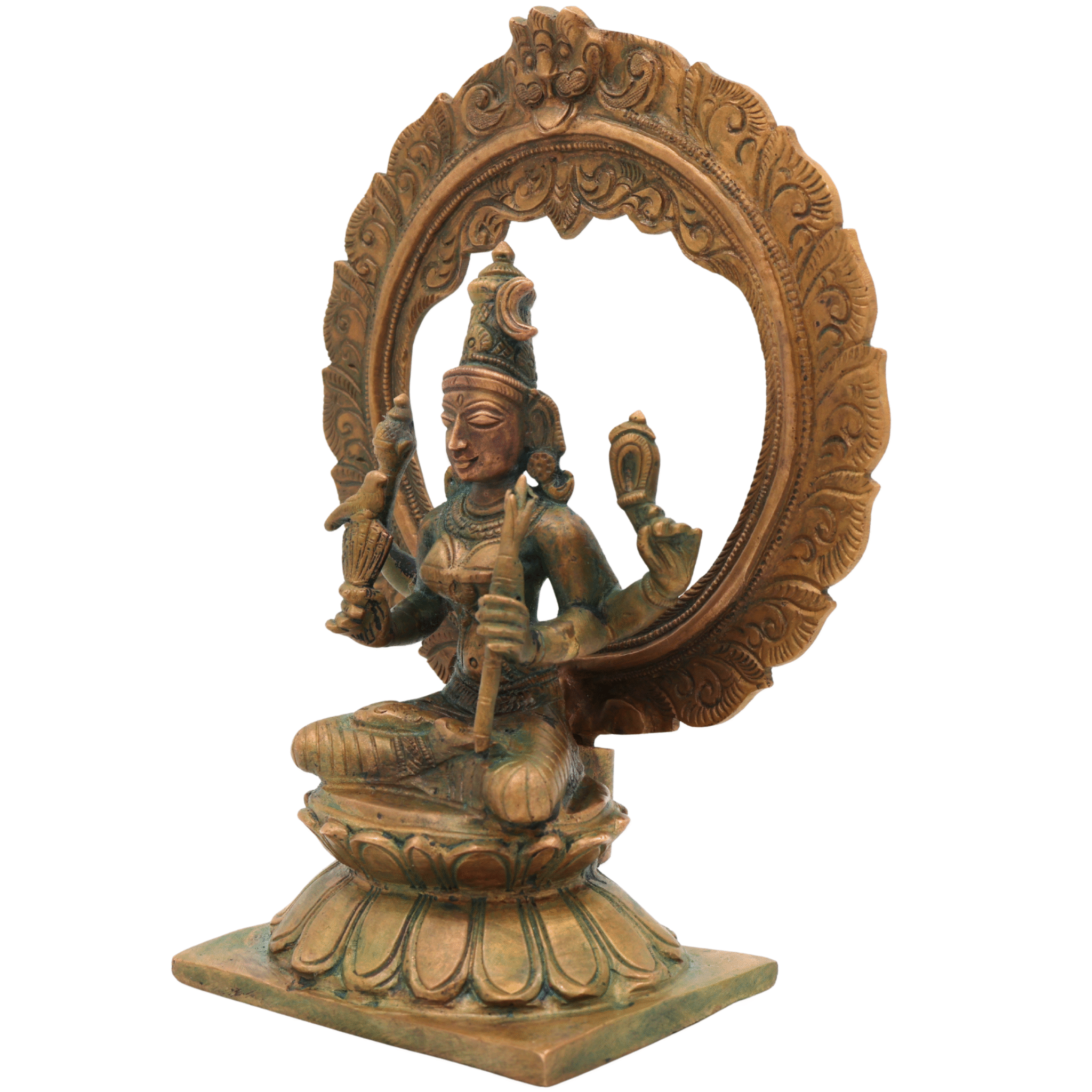 Bronze Kamakshi Idol | Panchaloha Kamakshi Statue | Handcrafted Chola Art Murti | Sri Kamakshi Devi, Kameshwari, Kanchi Kamakshi for Pooja & Home Temple, Brown, 8 Inch, 1 Piece