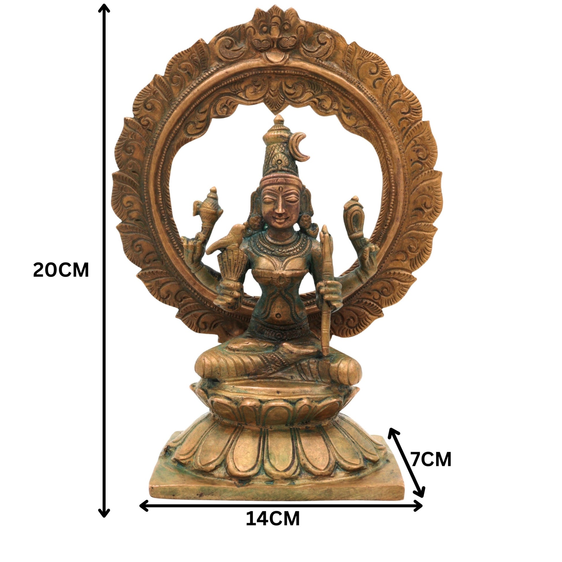 Bronze Kamakshi Idol | Panchaloha Kamakshi Statue | Handcrafted Chola Art Murti | Sri Kamakshi Devi, Kameshwari, Kanchi Kamakshi for Pooja & Home Temple, Brown, 8 Inch, 1 Piece
