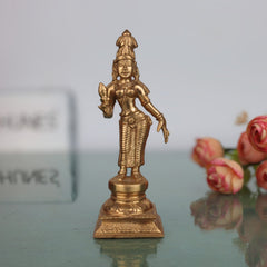 Bronze Bhu Devi Idol | Panchaloha Bhudevi Prithvi Mata Statue | Handcrafted Chola Art Bhumi Devi Vasundhara Sculpture for Puja & Home Decor, Brown, 5.5 Inch, 1 Piece