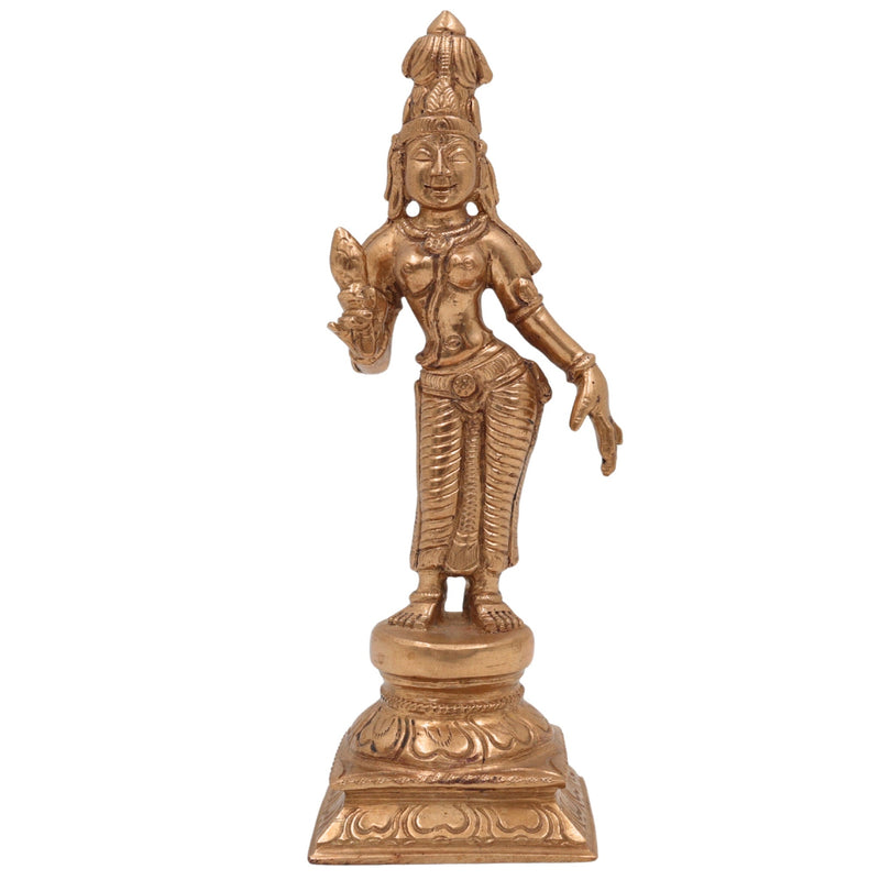Bronze Bhu Devi Idol | Panchaloha Bhudevi Prithvi Mata Statue | Handcrafted Chola Art Bhumi Devi Vasundhara Sculpture for Puja & Home Decor, Brown, 5.5 Inch, 1 Piece