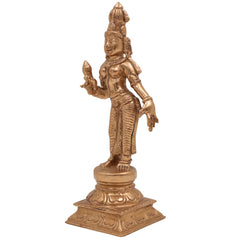 Bronze Bhu Devi Idol | Panchaloha Bhudevi Prithvi Mata Statue | Handcrafted Chola Art Bhumi Devi Vasundhara Sculpture for Puja & Home Decor, Brown, 5.5 Inch, 1 Piece