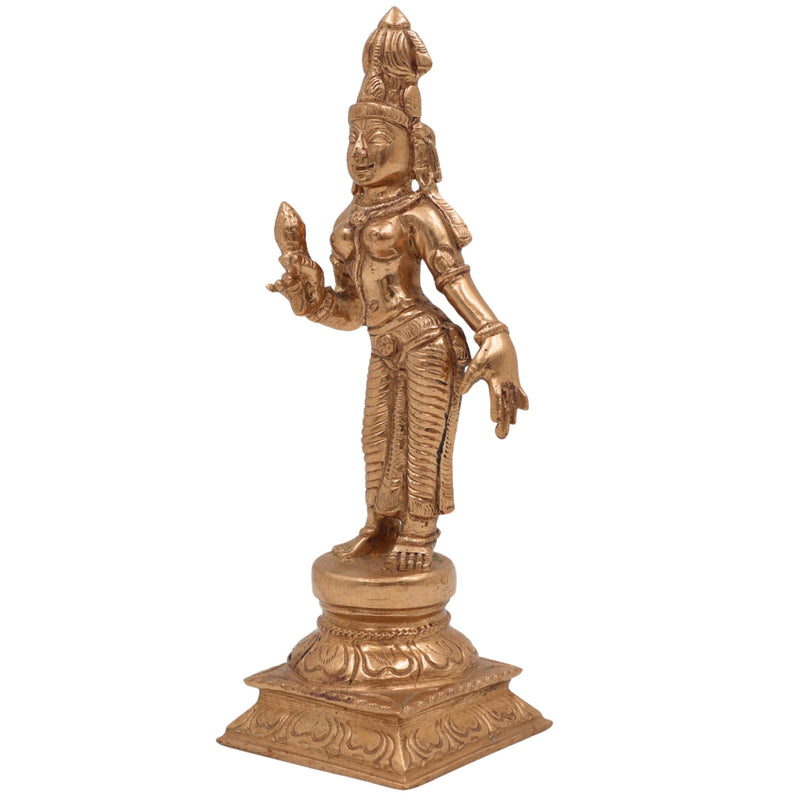 Bronze Bhu Devi Idol | Panchaloha Bhudevi Prithvi Mata Statue | Handcrafted Chola Art Bhumi Devi Vasundhara Sculpture for Puja & Home Decor, Brown, 5.5 Inch, 1 Piece