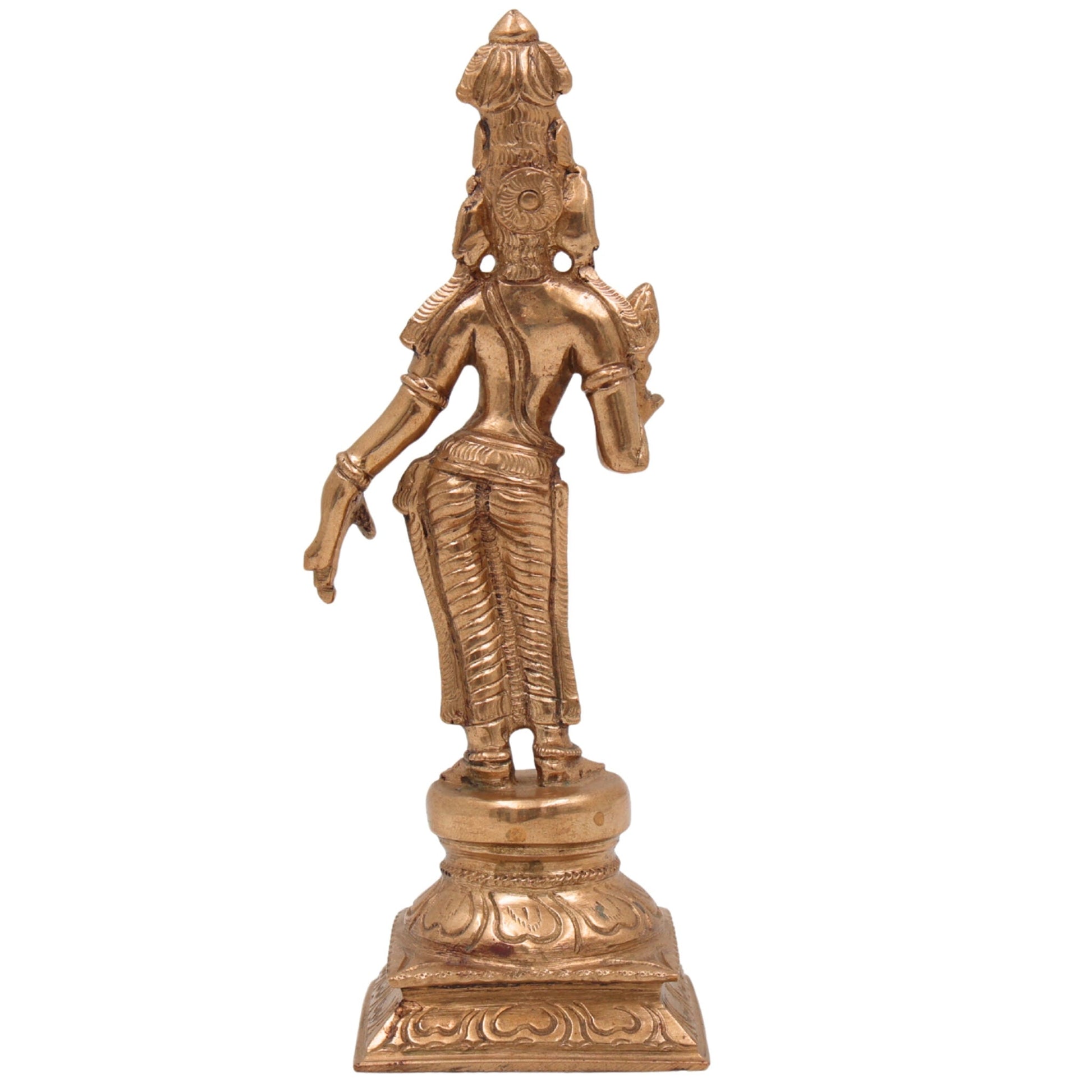 Bronze Bhu Devi Idol | Panchaloha Bhudevi Prithvi Mata Statue | Handcrafted Chola Art Bhumi Devi Vasundhara Sculpture for Puja & Home Decor, Brown, 5.5 Inch, 1 Piece