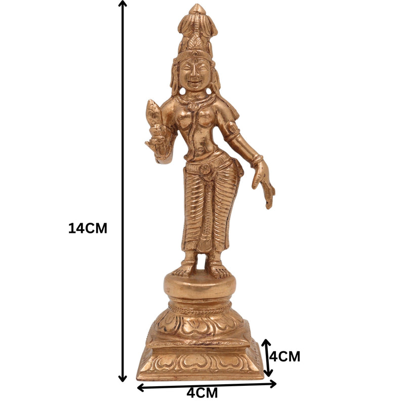 Bronze Bhu Devi Idol | Panchaloha Bhudevi Prithvi Mata Statue | Handcrafted Chola Art Bhumi Devi Vasundhara Sculpture for Puja & Home Decor, Brown, 5.5 Inch, 1 Piece
