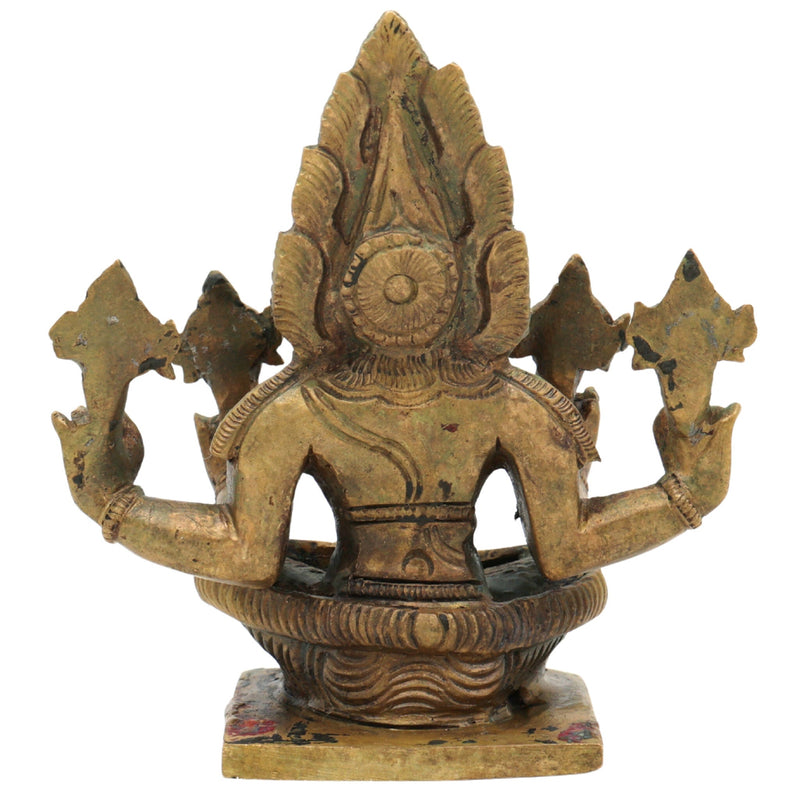 Bronze Yoga Narasimha Idol | Panchaloha Chola Art Murti | Ugra Lakshmi Balaji Narasimha Statue, Brown, 4.5 Inch, 1 Piece