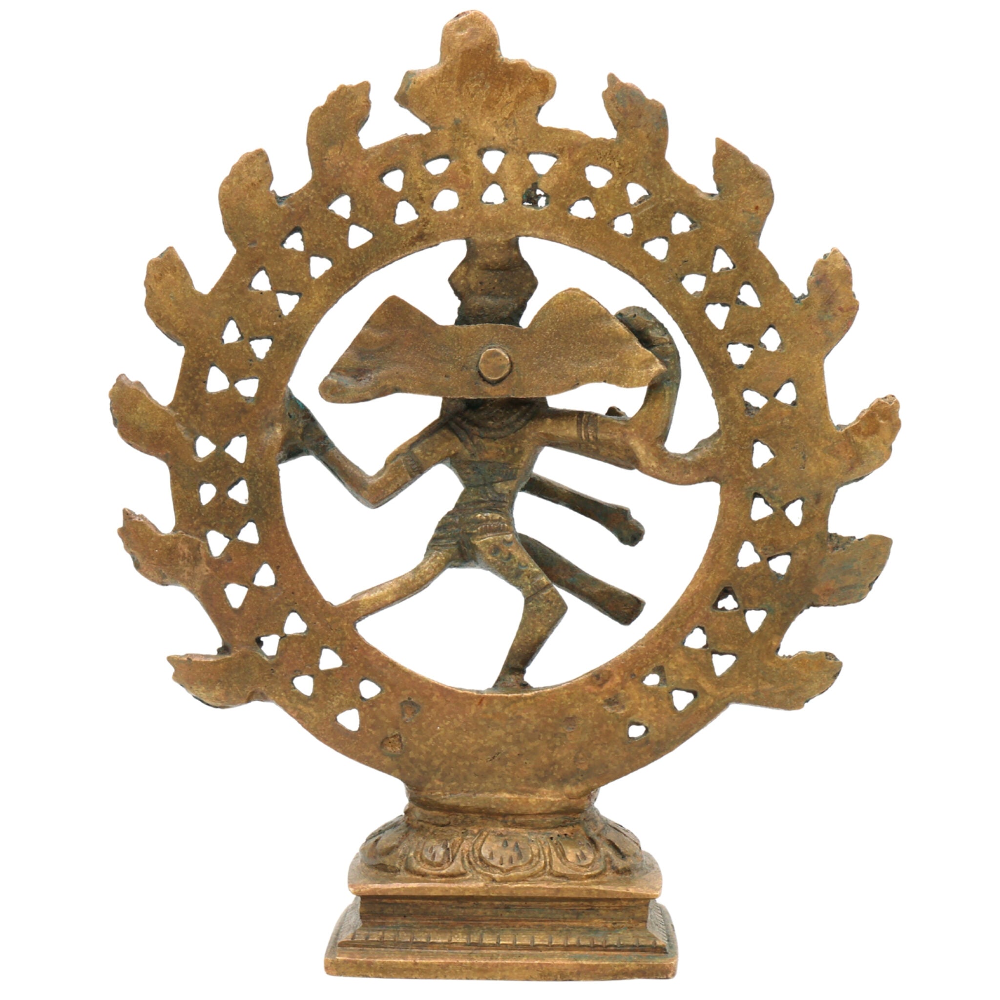 Brass Nataraja Idol | Lord Shiva Dancing Murti, Ananda Tandava Sculpture, Chidambaram Natesa Statue for Home Temple & Decor, Brown, 6 Inch, 1 Piece