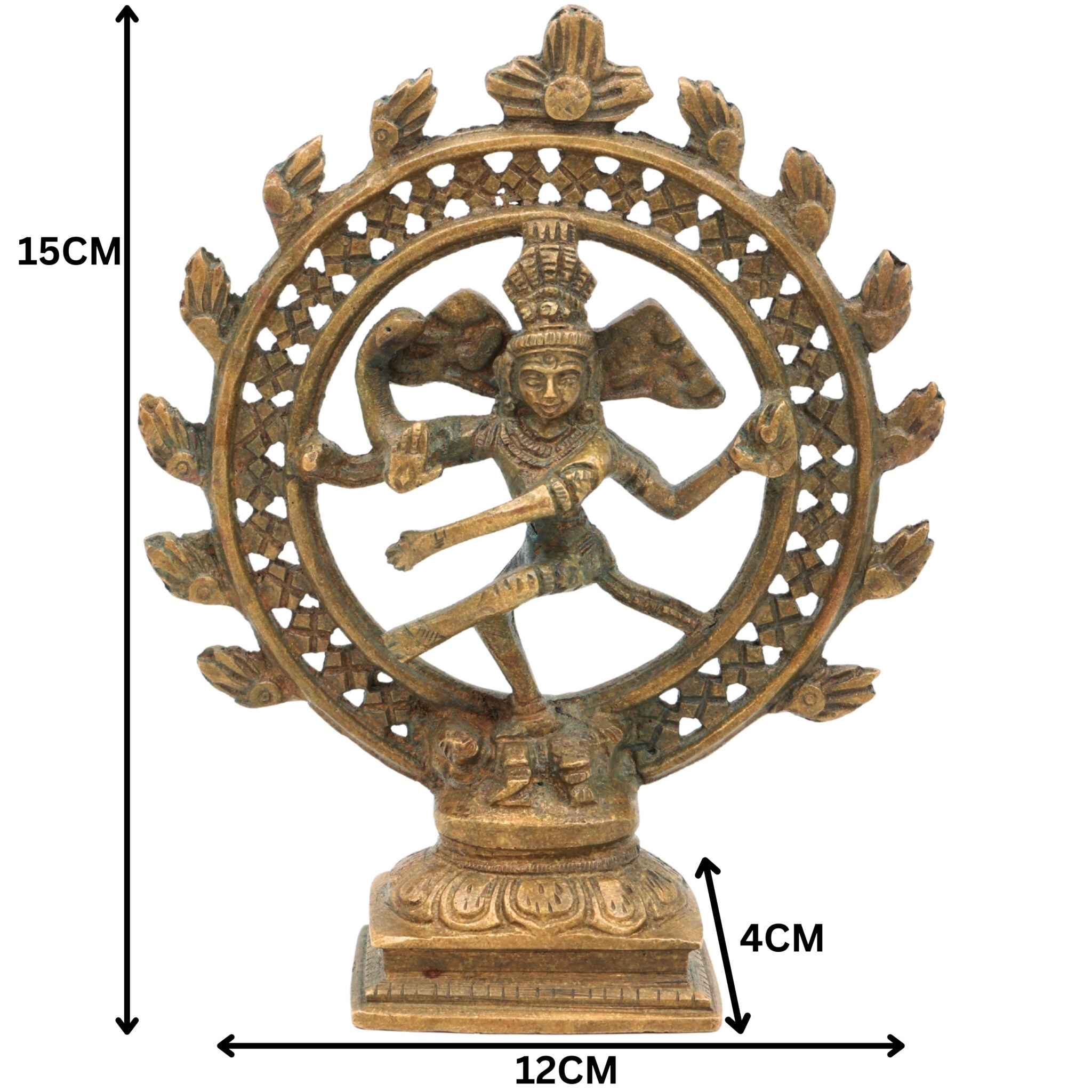 Brass Nataraja Idol | Lord Shiva Dancing Murti, Ananda Tandava Sculpture, Chidambaram Natesa Statue for Home Temple & Decor, Brown, 6 Inch, 1 Piece