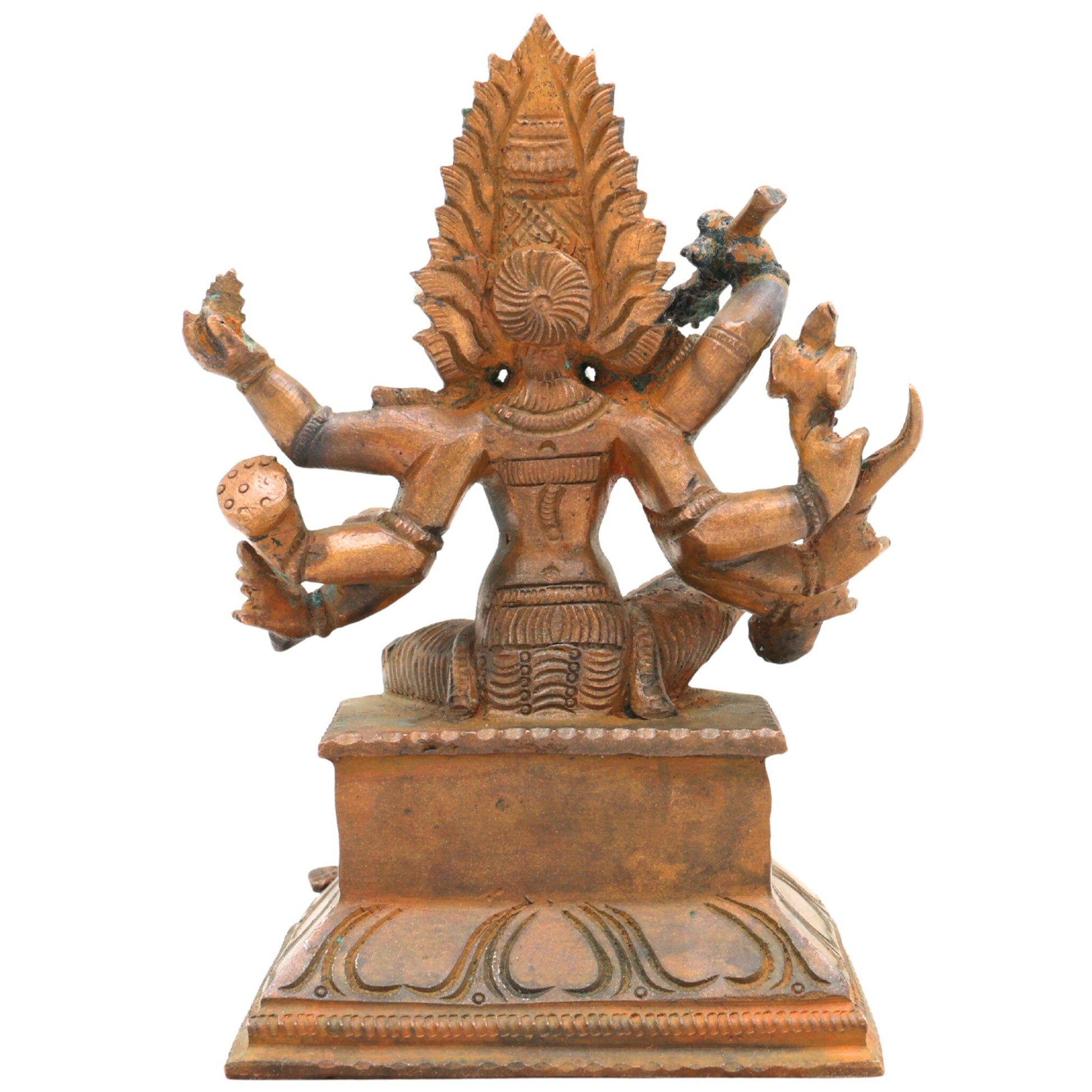 Handcrafted Bronze Chamundeshwari Idol | Panchaloha Durga Murti | Mahishasuramardini, Chamundi Mata, South Indian Temple Goddess Statue, Brown, 5.5 Inch, 1 Piece