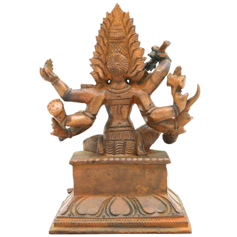 Handcrafted Bronze Chamundeshwari Idol | Panchaloha Durga Murti | Mahishasuramardini, Chamundi Mata, South Indian Temple Goddess Statue, Brown, 5.5 Inch, 1 Piece