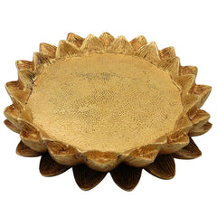 Brass Lotus Chowki Kamal Aasan Pooja Base, Peetal Pital Pittala Ashtadhatu Murti Seat for Lakshmi Ganesha Vishnu Saraswati Krishna Durga Shiva Lingam Radha Krishna Balaji, Gold, 2 Inch, 1 Piece