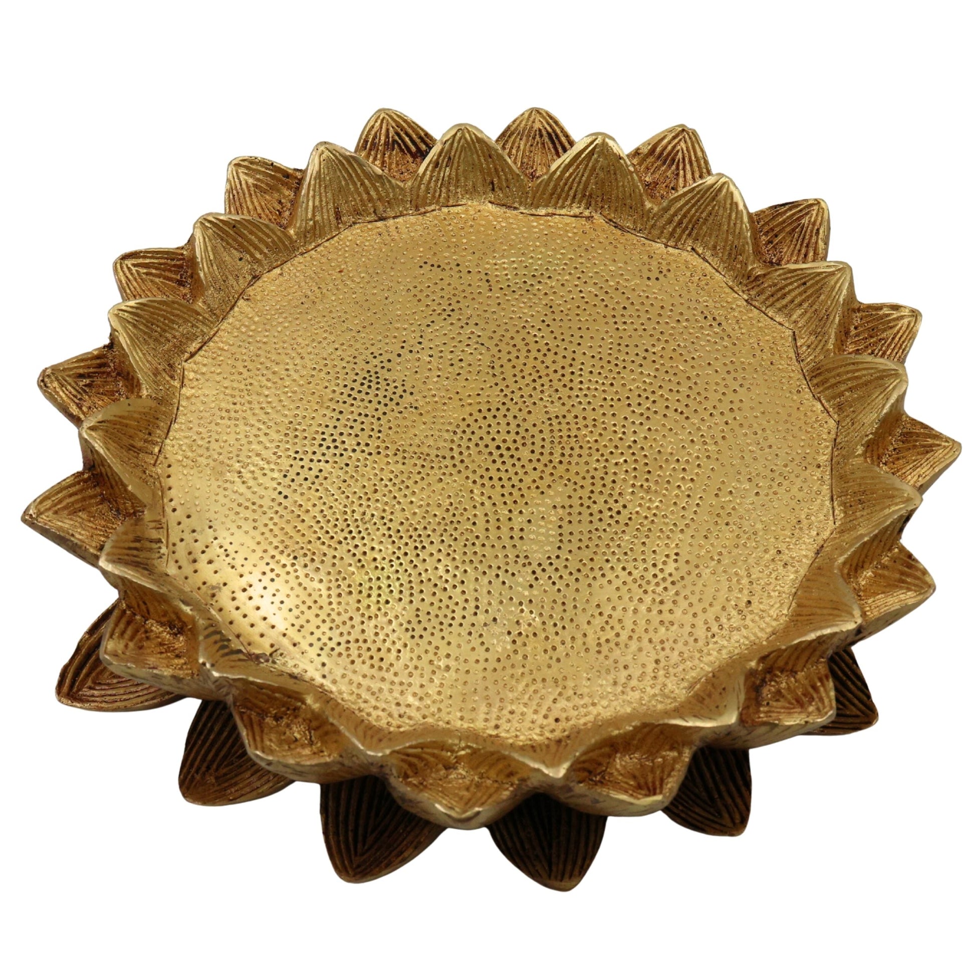 Brass Lotus Chowki Kamal Aasan Pooja Base, Peetal Pital Pittala Ashtadhatu Murti Seat for Lakshmi Ganesha Vishnu Saraswati Krishna Durga Shiva Lingam Radha Krishna Balaji, Gold, 2 Inch, 1 Piece