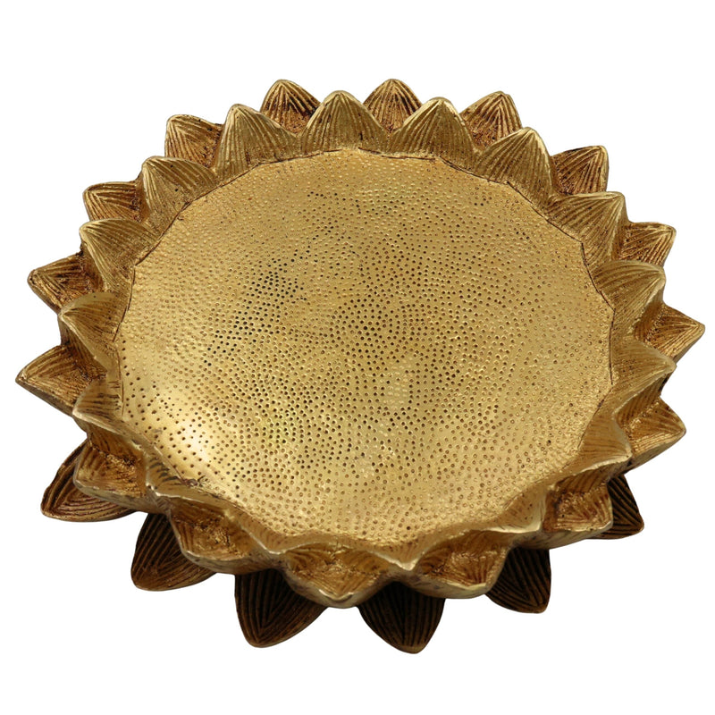 Brass Lotus Chowki Kamal Aasan Pooja Base, Peetal Pital Pittala Ashtadhatu Murti Seat for Lakshmi Ganesha Vishnu Saraswati Krishna Durga Shiva Lingam Radha Krishna Balaji, Gold, 2 Inch, 1 Piece