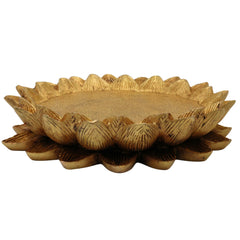 Brass Lotus Chowki Kamal Aasan Pooja Base, Peetal Pital Pittala Ashtadhatu Murti Seat for Lakshmi Ganesha Vishnu Saraswati Krishna Durga Shiva Lingam Radha Krishna Balaji, Gold, 2 Inch, 1 Piece