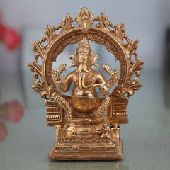 Handcrafted Bronze Ganesha Idol, Ganapati Vinayaka Murti, Siddhivinayak Statue, Panchaloha, Chola Art, Home Decor, Temple Sculpture, Brown, 4 Inch, 1 Piece