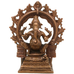 Handmade Bronze Ganesha Idol, Panchaloha Vinayaka Murti, Siddhivinayak Ganapati Statue, Ekadanta Vighnaharta Figurine, Chola Art, Brown, 4 Inch, 1 Piece