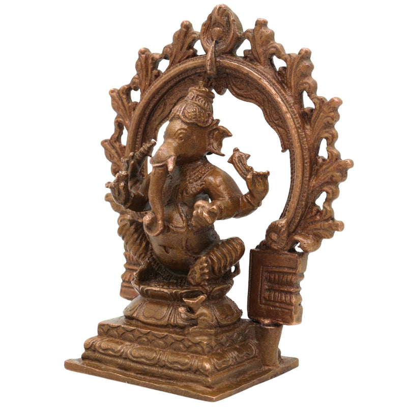 Handmade Bronze Ganesha Idol, Panchaloha Vinayaka Murti, Siddhivinayak Ganapati Statue, Ekadanta Vighnaharta Figurine, Chola Art, Brown, 4 Inch, 1 Piece