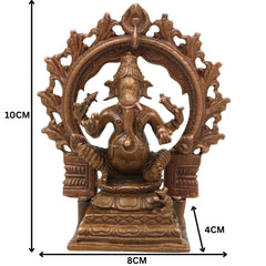 Handmade Bronze Ganesha Idol, Panchaloha Vinayaka Murti, Siddhivinayak Ganapati Statue, Ekadanta Vighnaharta Figurine, Chola Art, Brown, 4 Inch, 1 Piece