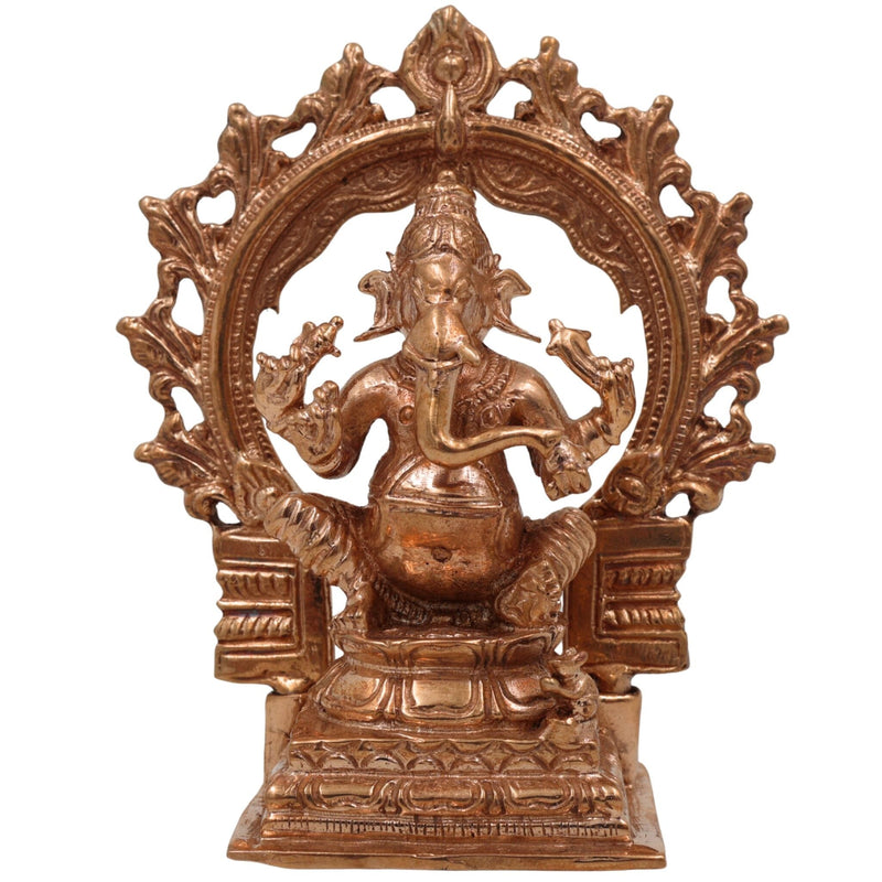Handcrafted Bronze Ganesha Idol, Ganapati Vinayaka Murti, Siddhivinayak Statue, Panchaloha, Chola Art, Home Decor, Temple Sculpture, Brown, 4 Inch, 1 Piece