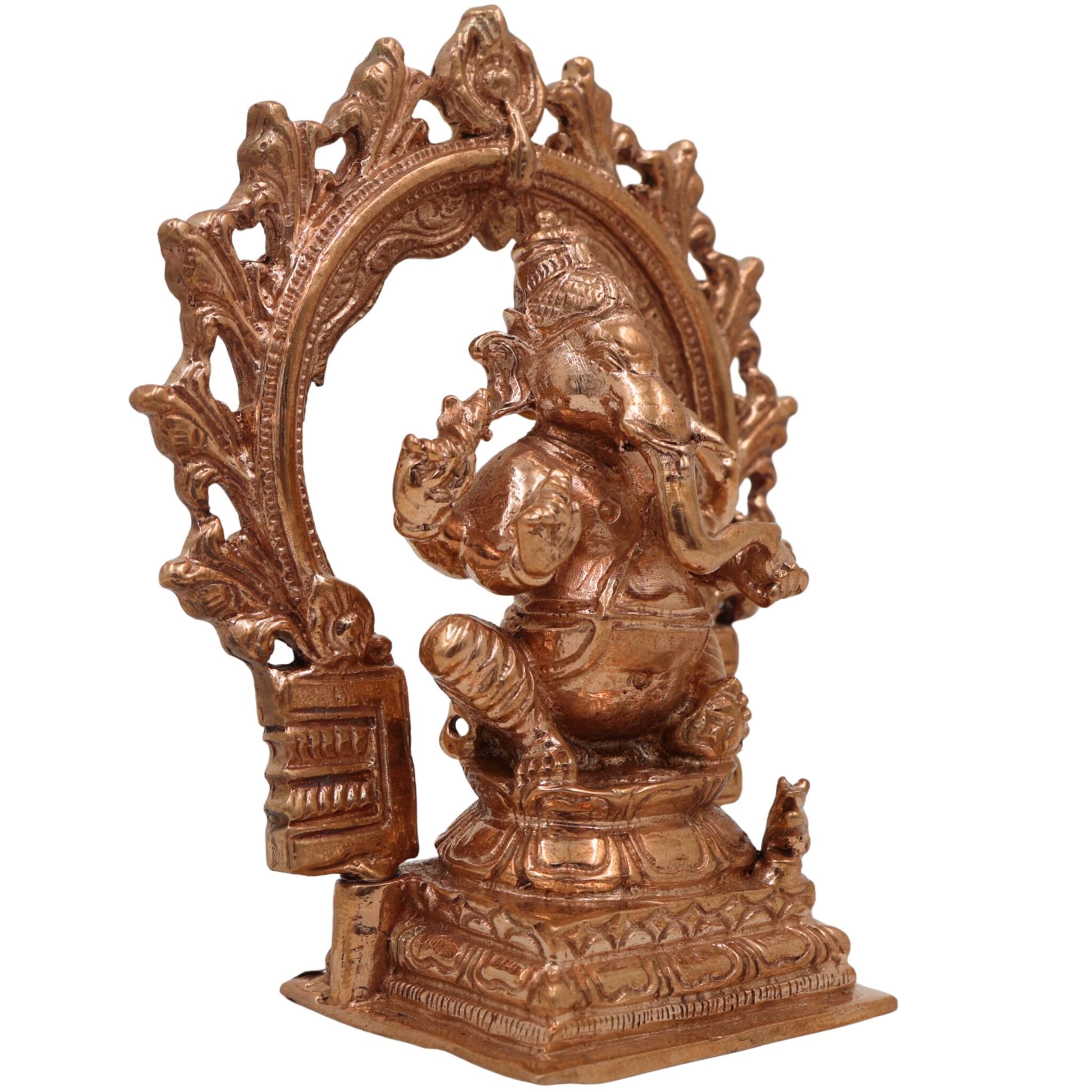 Handcrafted Bronze Ganesha Idol, Ganapati Vinayaka Murti, Siddhivinayak Statue, Panchaloha, Chola Art, Home Decor, Temple Sculpture, Brown, 4 Inch, 1 Piece
