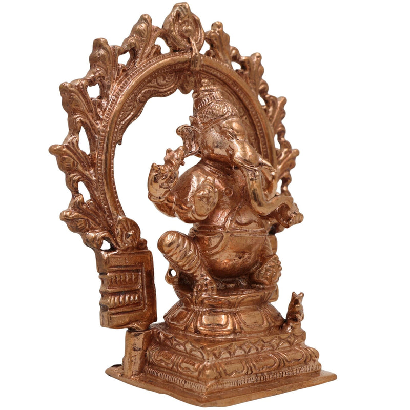 Handcrafted Bronze Ganesha Idol, Ganapati Vinayaka Murti, Siddhivinayak Statue, Panchaloha, Chola Art, Home Decor, Temple Sculpture, Brown, 4 Inch, 1 Piece