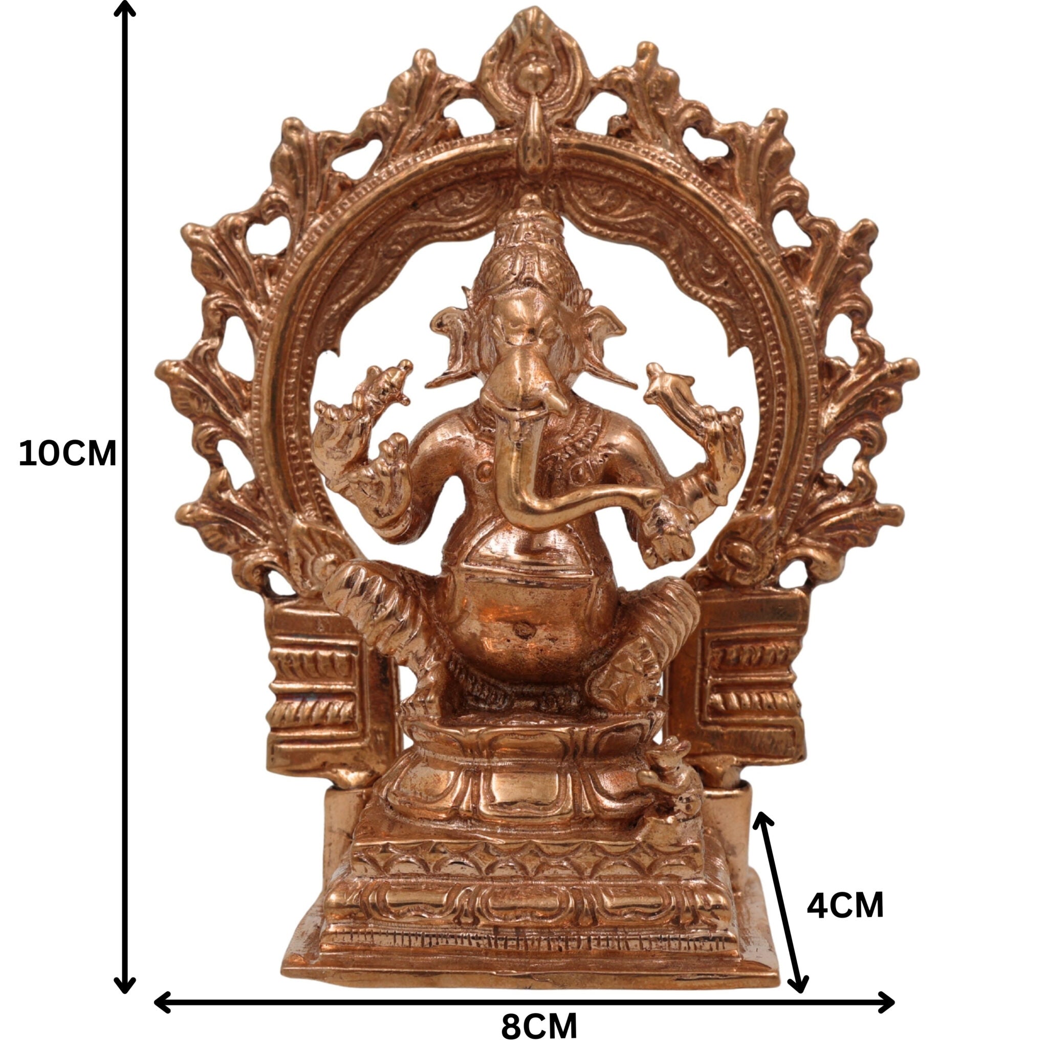 Handcrafted Bronze Ganesha Idol, Ganapati Vinayaka Murti, Siddhivinayak Statue, Panchaloha, Chola Art, Home Decor, Temple Sculpture, Brown, 4 Inch, 1 Piece