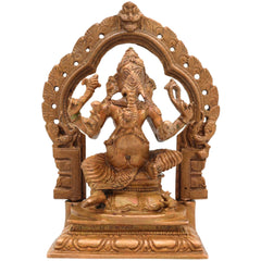 Bronze Ganesha with Prabhavali Idol, Handcrafted Vinayaka, Ekadanta Murti for Pooja, Home Decor & Spiritual Gifts, Brown, 5 Inch, 1 Piece