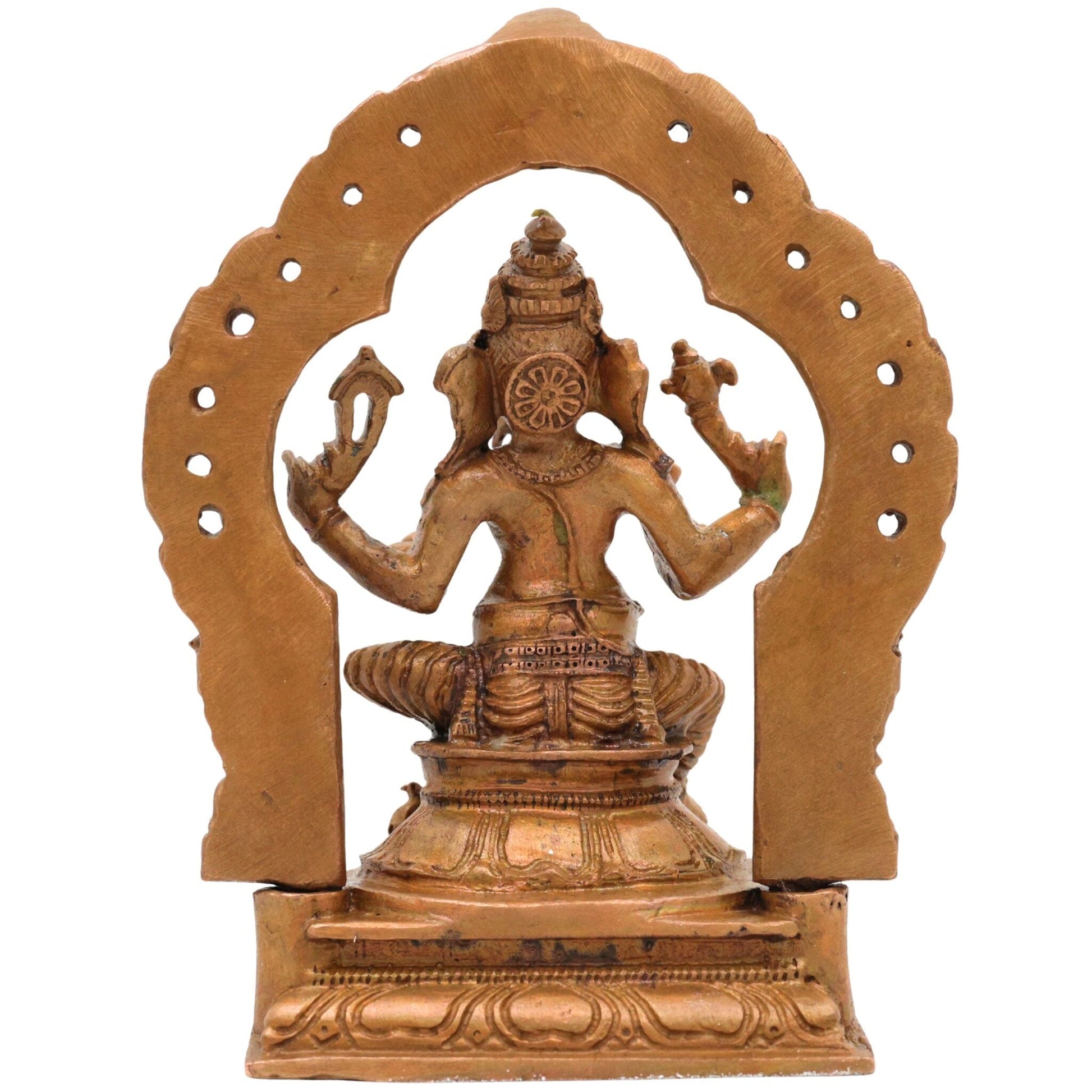 Bronze Ganesha with Prabhavali Idol, Handcrafted Vinayaka, Ekadanta Murti for Pooja, Home Decor & Spiritual Gifts, Brown, 5 Inch, 1 Piece