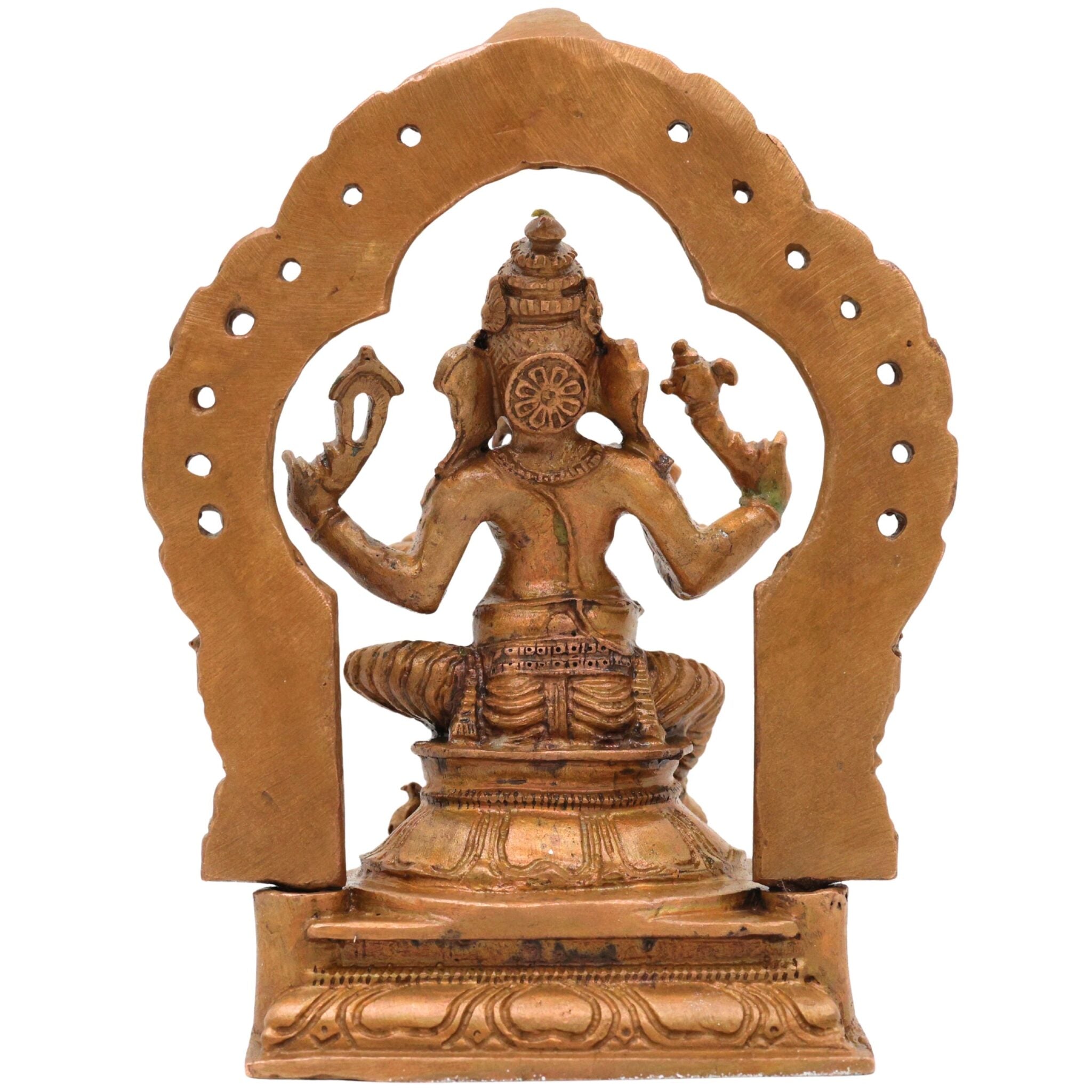 Bronze Ganesha with Prabhavali Idol, Handcrafted Vinayaka, Ekadanta Murti for Pooja, Home Decor & Spiritual Gifts, Brown, 5 Inch, 1 Piece