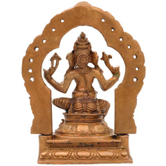 Bronze Ganesha with Prabhavali Idol, Handcrafted Vinayaka, Ekadanta Murti for Pooja, Home Decor & Spiritual Gifts, Brown, 5 Inch, 1 Piece