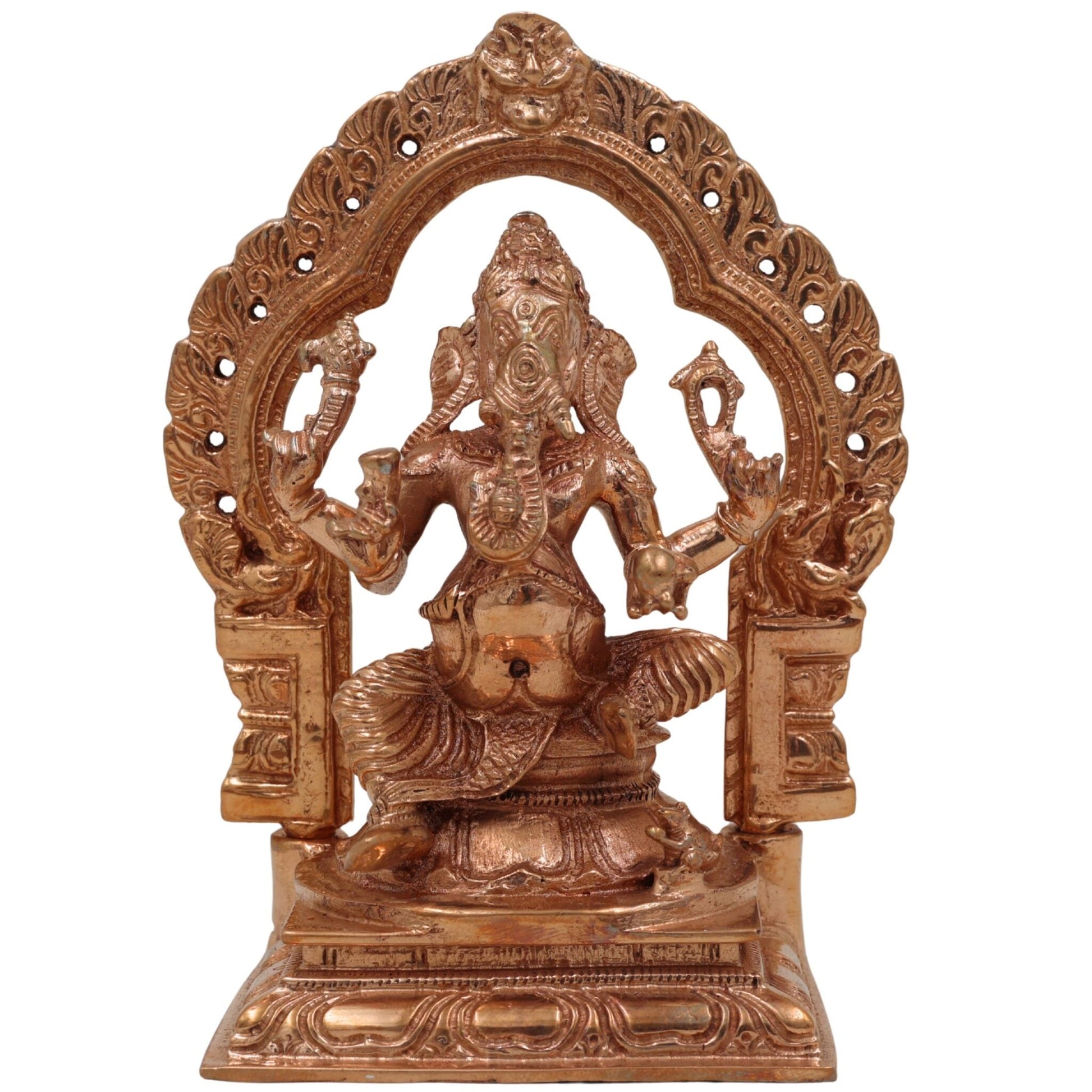 Bronze Ganesha Idol Statue, Ganapati Murti, Vinayaka Sculpture, Siddhivinayak Figurine, Panchaloha Handcrafted Lord Ganesha, Brown, 5 Inch, 1 Piece
