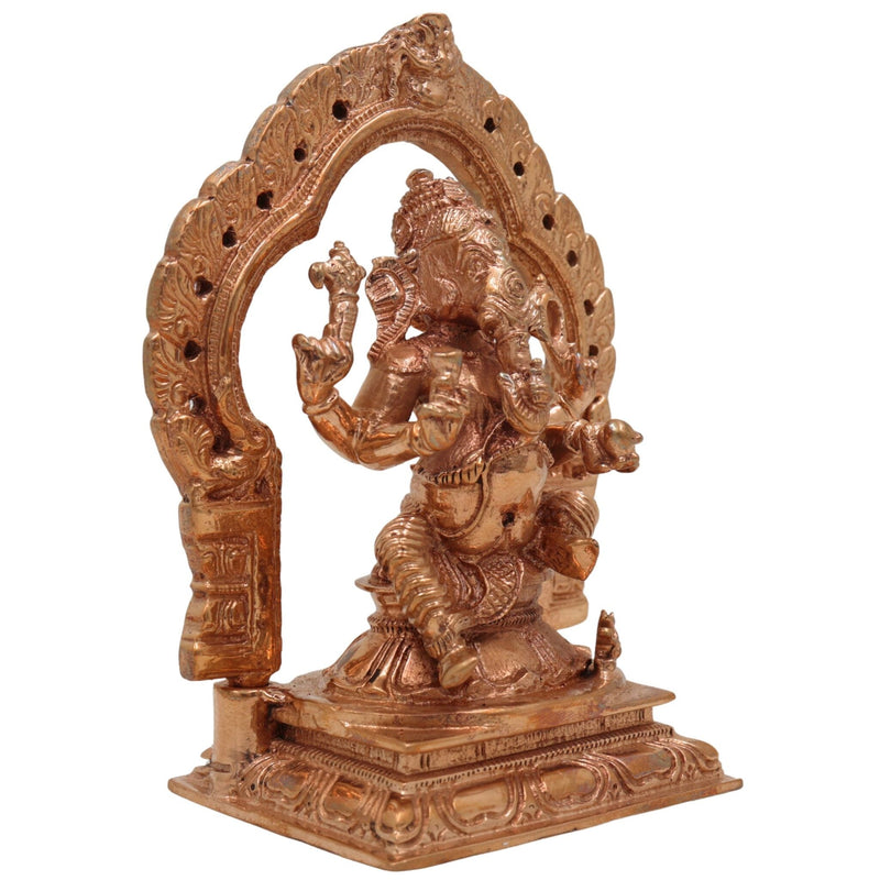Bronze Ganesha Idol Statue, Ganapati Murti, Vinayaka Sculpture, Siddhivinayak Figurine, Panchaloha Handcrafted Lord Ganesha, Brown, 5 Inch, 1 Piece