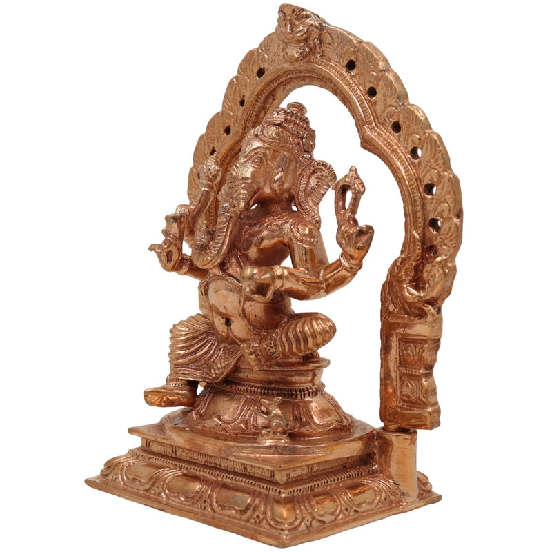 Bronze Ganesha Idol Statue, Ganapati Murti, Vinayaka Sculpture, Siddhivinayak Figurine, Panchaloha Handcrafted Lord Ganesha, Brown, 5 Inch, 1 Piece