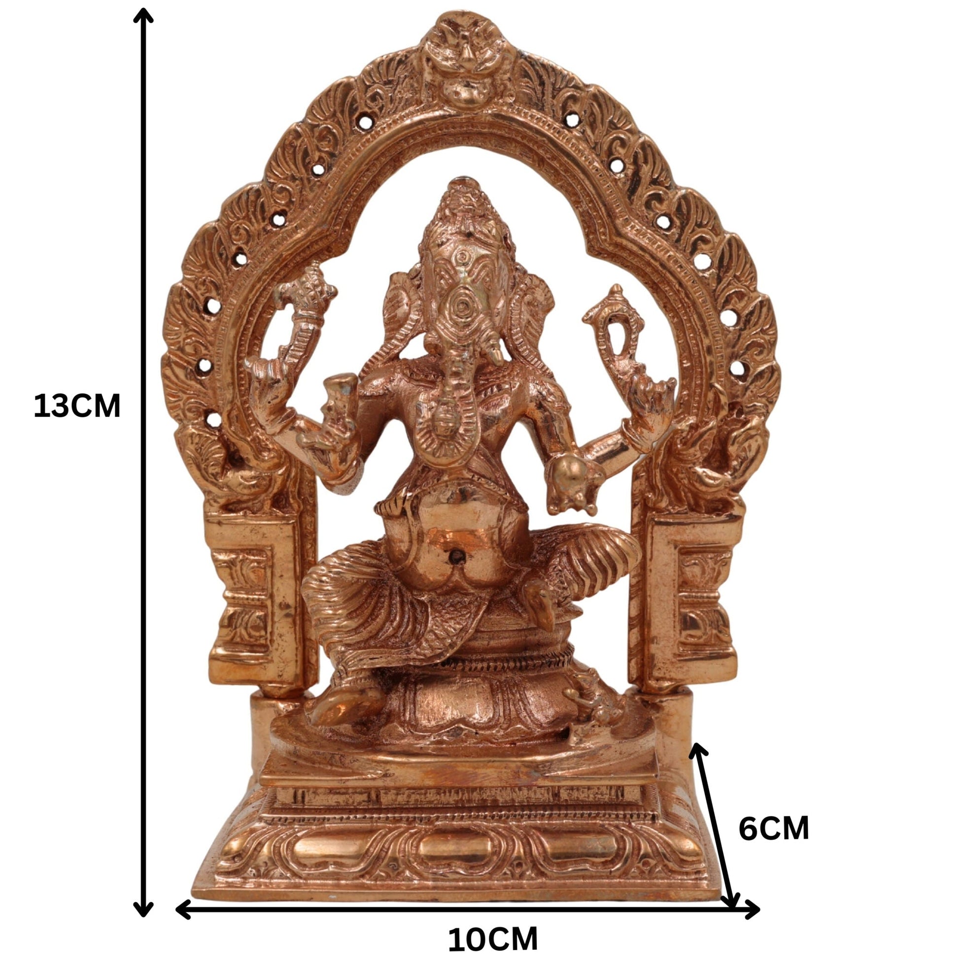 Bronze Ganesha Idol Statue, Ganapati Murti, Vinayaka Sculpture, Siddhivinayak Figurine, Panchaloha Handcrafted Lord Ganesha, Brown, 5 Inch, 1 Piece
