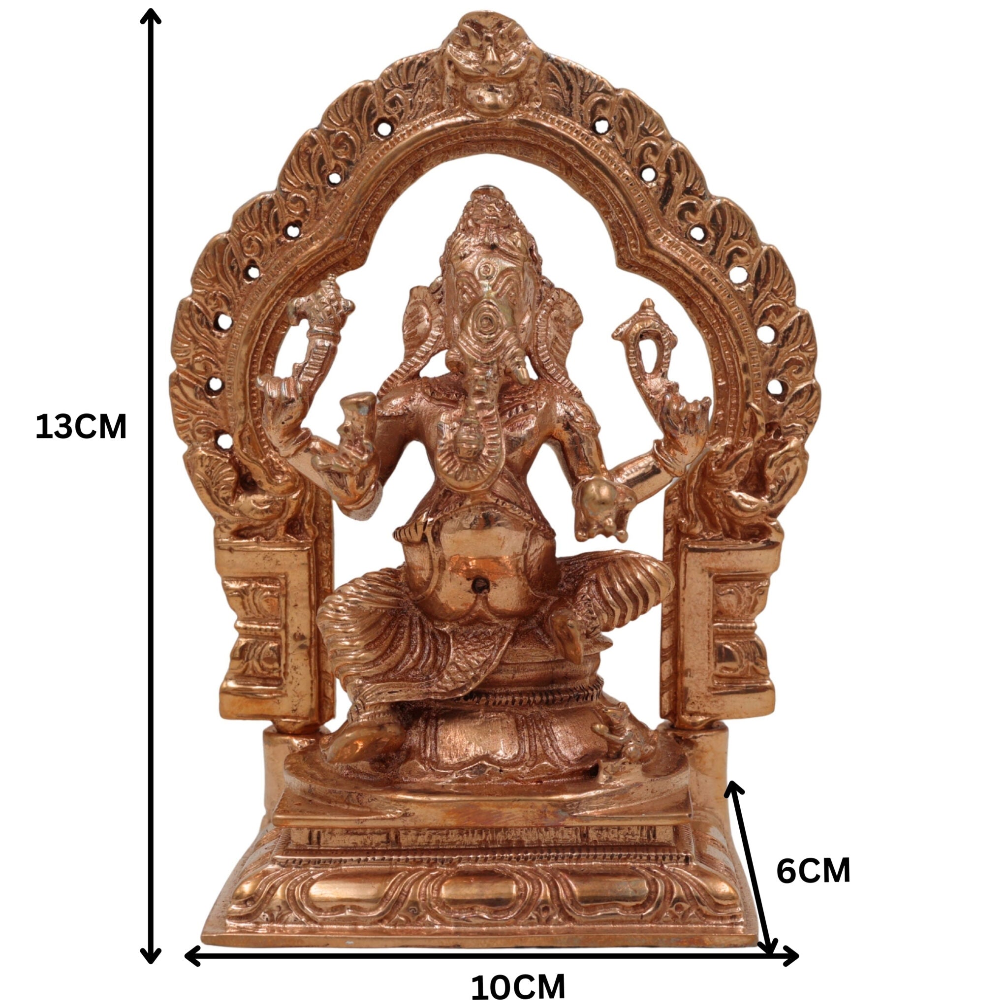 Bronze Ganesha Idol Statue, Ganapati Murti, Vinayaka Sculpture, Siddhivinayak Figurine, Panchaloha Handcrafted Lord Ganesha, Brown, 5 Inch, 1 Piece