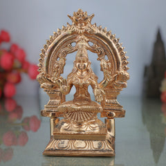 Bronze Handcrafted Lakshmi Idol, Maha Lakshmi Murti, Shri Padma Kamala Statue, Panchaloha, Chola Art, Home Temple Pooja Decor, Brown, 6 Inch, 1 Piece