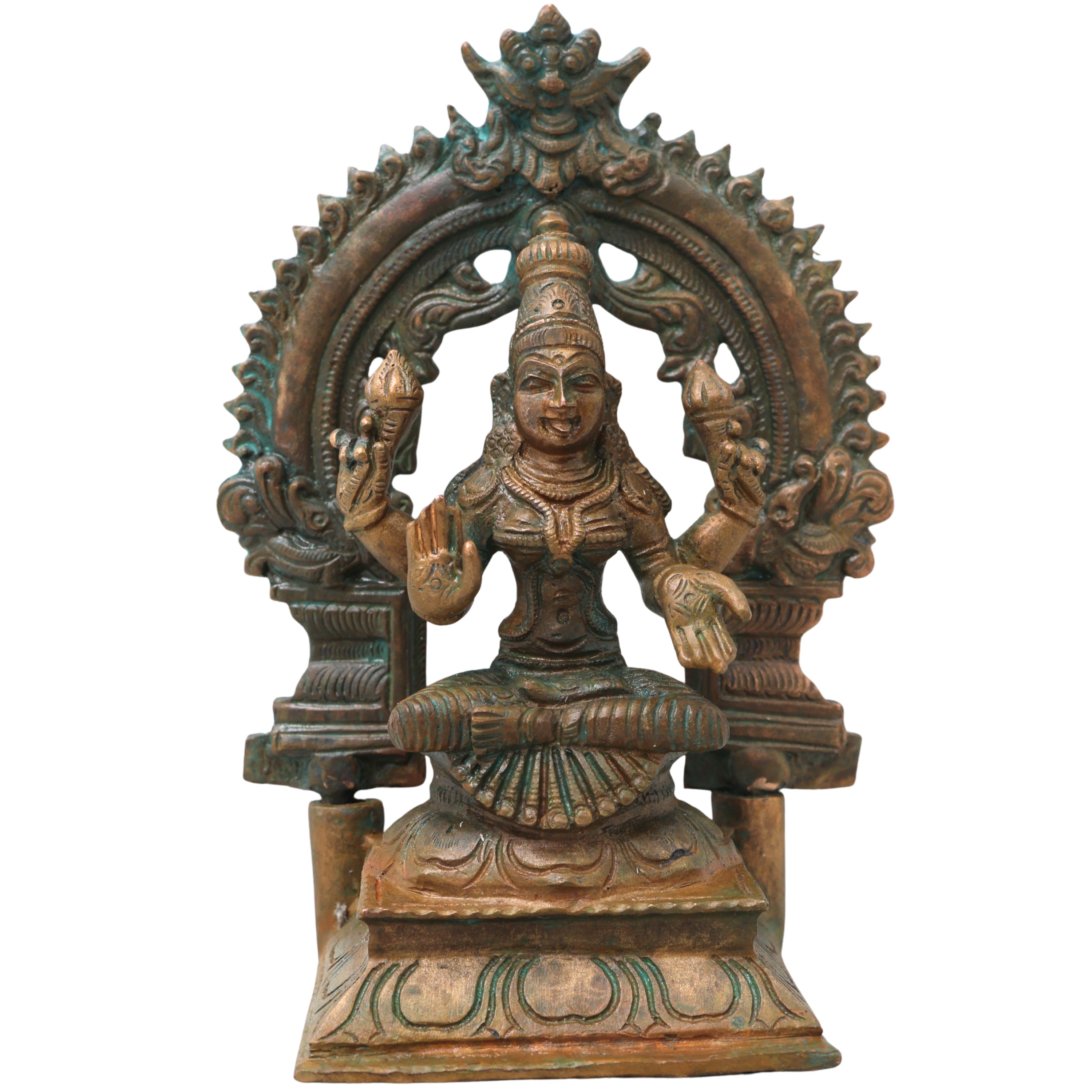 Bronze Mahalakshmi Idol Statue for Pooja, Vastu Decor, Temple Worship & Gifting, Brown, 6 Inch, 1 Piece
