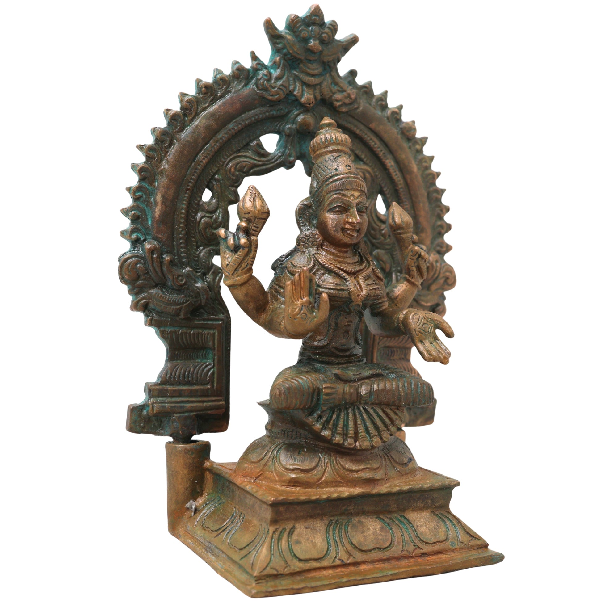 Bronze Mahalakshmi Idol Statue for Pooja, Vastu Decor, Temple Worship & Gifting, Brown, 6 Inch, 1 Piece