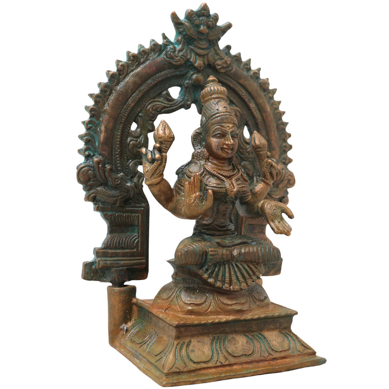 Bronze Mahalakshmi Idol Statue for Pooja, Vastu Decor, Temple Worship & Gifting, Brown, 6 Inch, 1 Piece