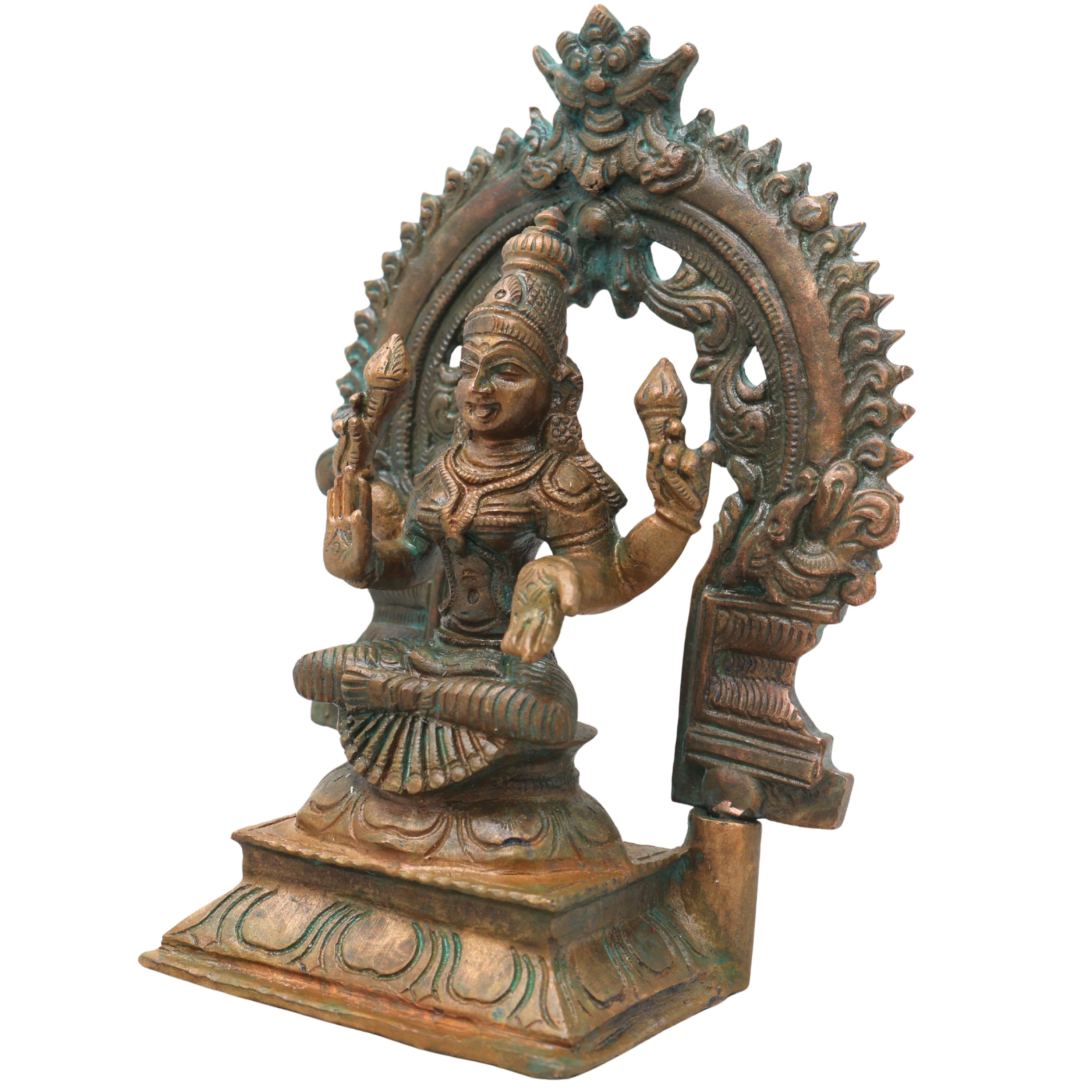 Bronze Mahalakshmi Idol Statue for Pooja, Vastu Decor, Temple Worship & Gifting, Brown, 6 Inch, 1 Piece