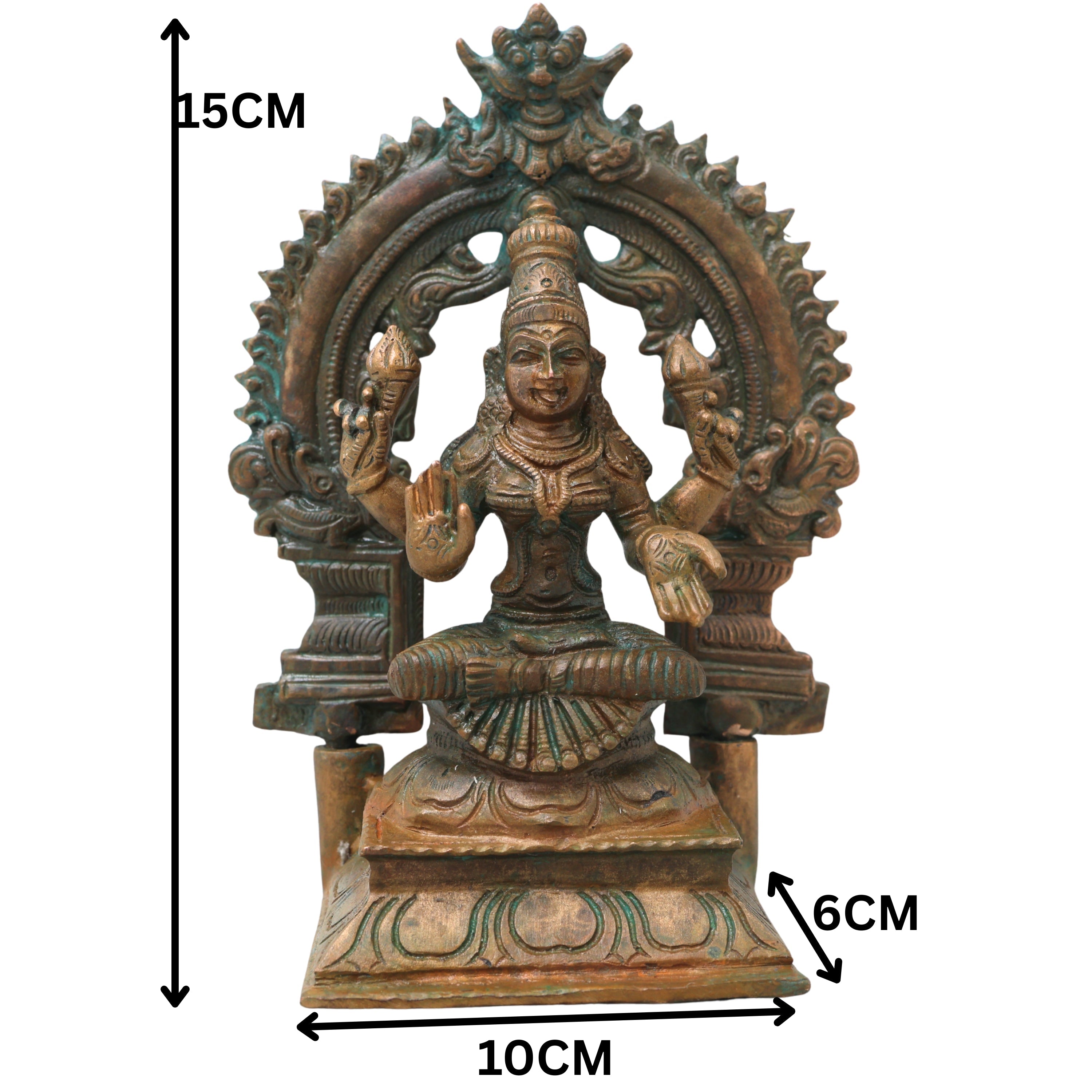 Bronze Mahalakshmi Idol Statue for Pooja, Vastu Decor, Temple Worship & Gifting, Brown, 6 Inch, 1 Piece