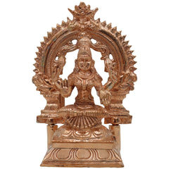 Bronze Handcrafted Lakshmi Idol, Maha Lakshmi Murti, Shri Padma Kamala Statue, Panchaloha, Chola Art, Home Temple Pooja Decor, Brown, 6 Inch, 1 Piece