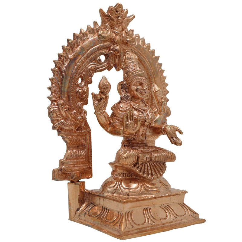 Bronze Handcrafted Lakshmi Idol, Maha Lakshmi Murti, Shri Padma Kamala Statue, Panchaloha, Chola Art, Home Temple Pooja Decor, Brown, 6 Inch, 1 Piece